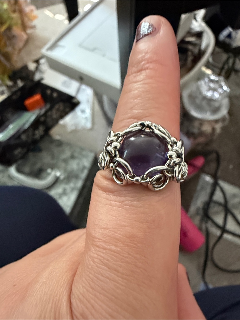 Sterling Silver Amethyst Cocktail Ring - Purple